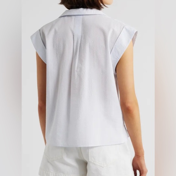 Frame Denim Light Blue Cap Sleeve Blouse - Picture 4 of 4